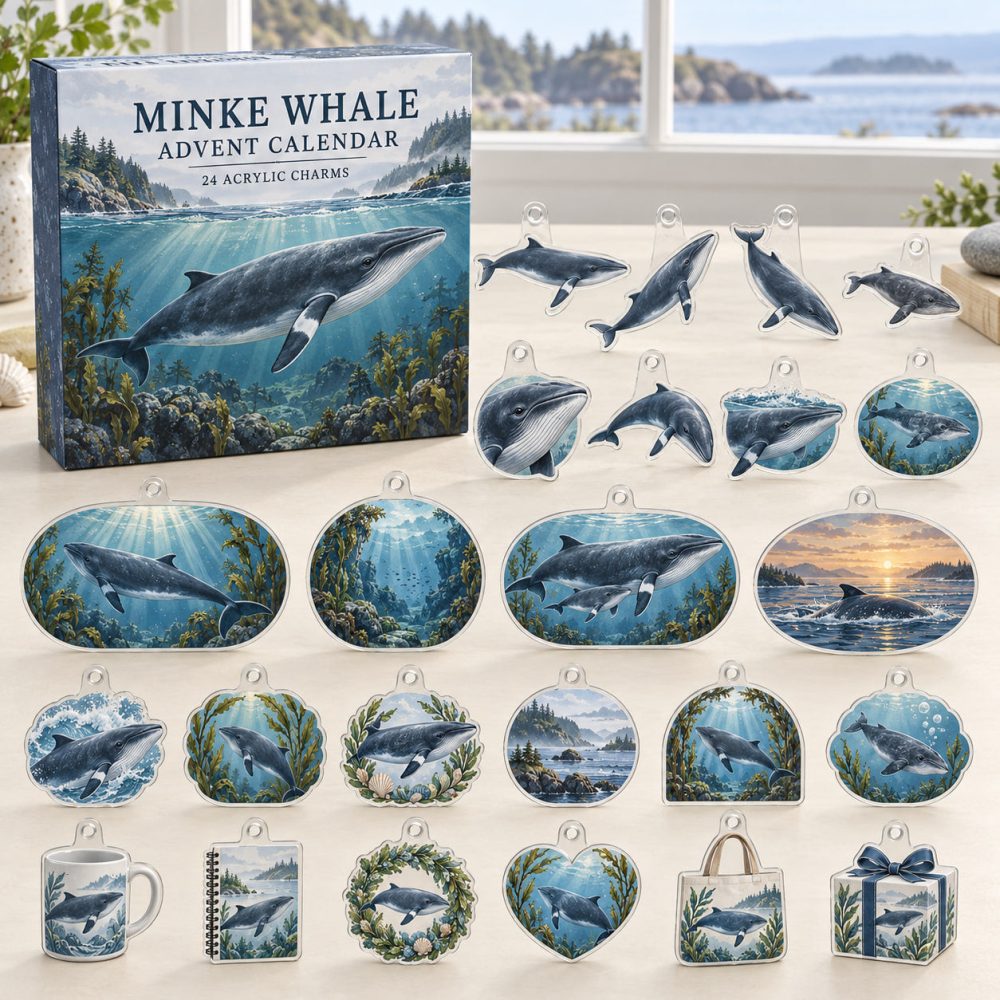 24-Day Minke Whale Acrylic Charm Advent Countdown — Premium Ocean-Themed Holiday Calendar Gift Set For Whale Collectors