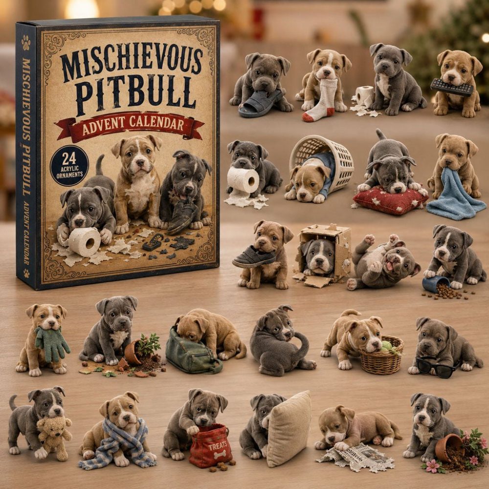 Mischievous Pitbull 24-Day Charm Countdown Calendar - 2026 Acrylic Playful Dog Set For Pitbull Fans & Collectors