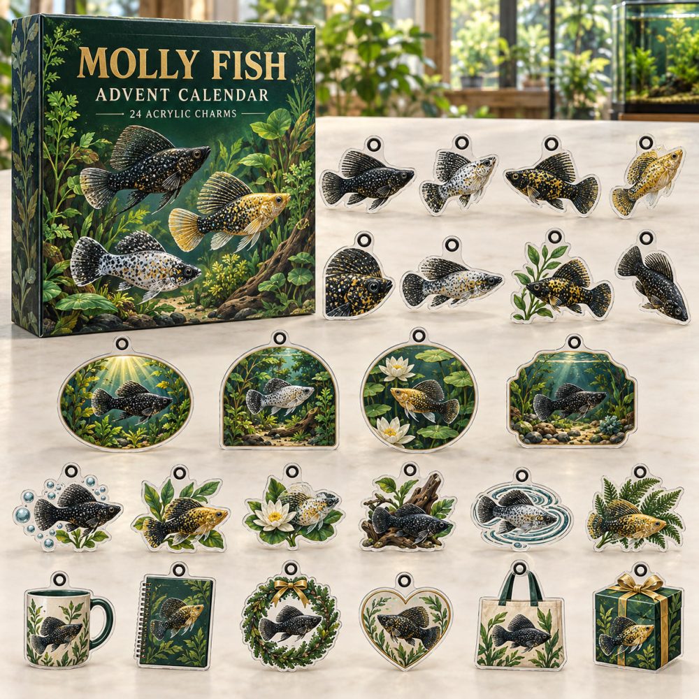 24-Day Molly Fish Charm Countdown — Colorful Acrylic Sea-Life Advent Set With 24 Mini Charms, Perfect Gift & Stocking Stuffer