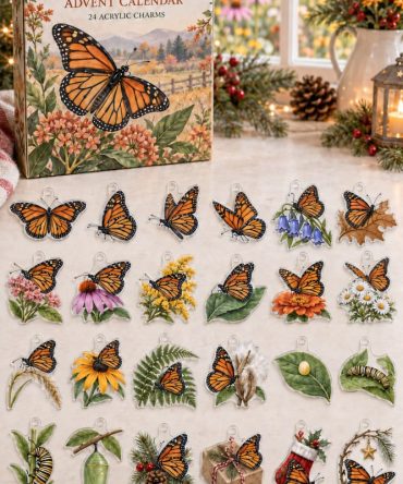 Monarch Butterfly Holiday Reveal — 24 Colorful Acrylic Monarch Charms, Butterfly-Themed 2026 Advent Calendar & Collectible Set