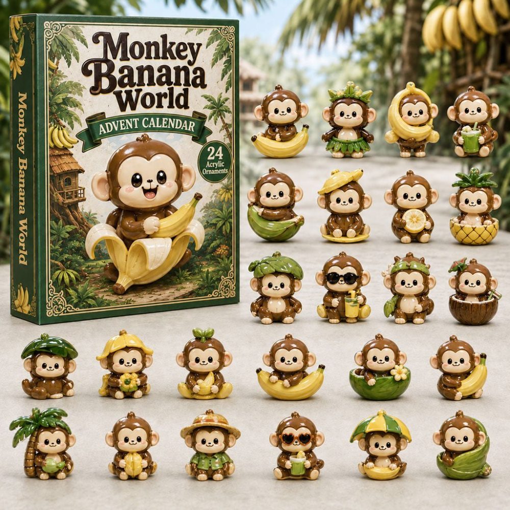 Banana World Monkey 2026 Countdown — 24 Cute Banana-Themed Acrylic Charms Advent Calendar, Bright & Whimsical Gift