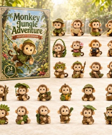 Jungle Monkey Adventure 2026 Countdown — 24 Explorer-Themed Acrylic Charms Advent Calendar, Kids’ Nature Gift Set