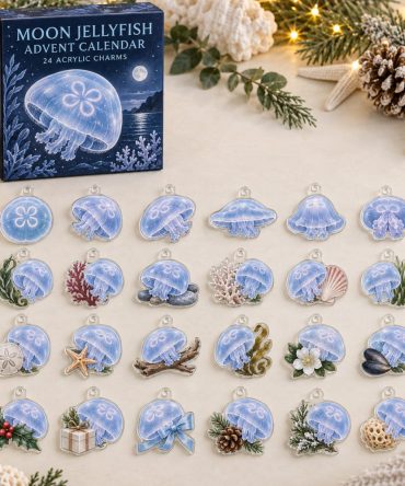 Premium Holiday Countdown Set — 24 Collectible Moon Jellyfish Acrylic Charms , Gift, Keychains, Stocking Stuffers