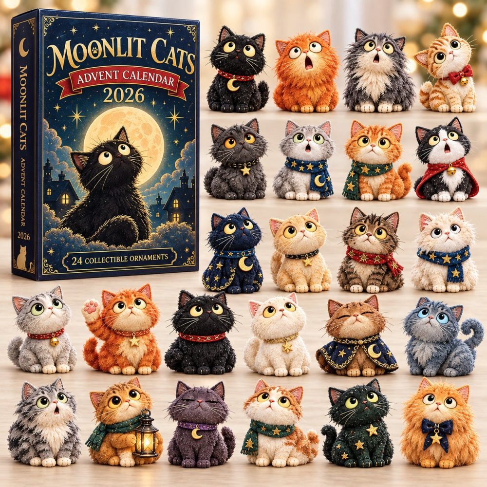 2026 Moonlight Cat Magic Advent Calendar — 24-Day Acrylic Charm Countdown With Mystical Cat Designs, Purrfect Gift