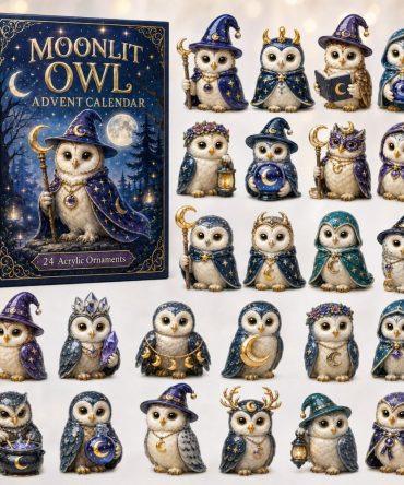 Moonlit Owl 2026 Advent Calendar — 24-Day Nighttime-Themed Countdown With Acrylic Charms, Elegant Fall Décor & Giftable Keepsakes