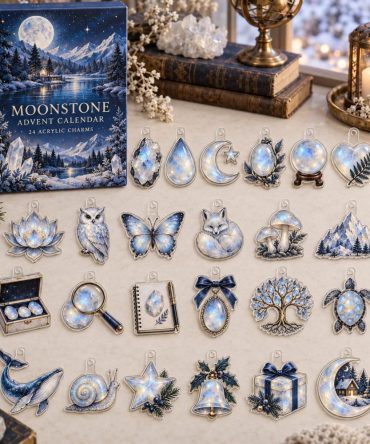 24-Day Moonstone Themed Advent Calendar — Acrylic Mystical Charms Set For Holiday Gifts, Jewelry Making & Crystal Collectors