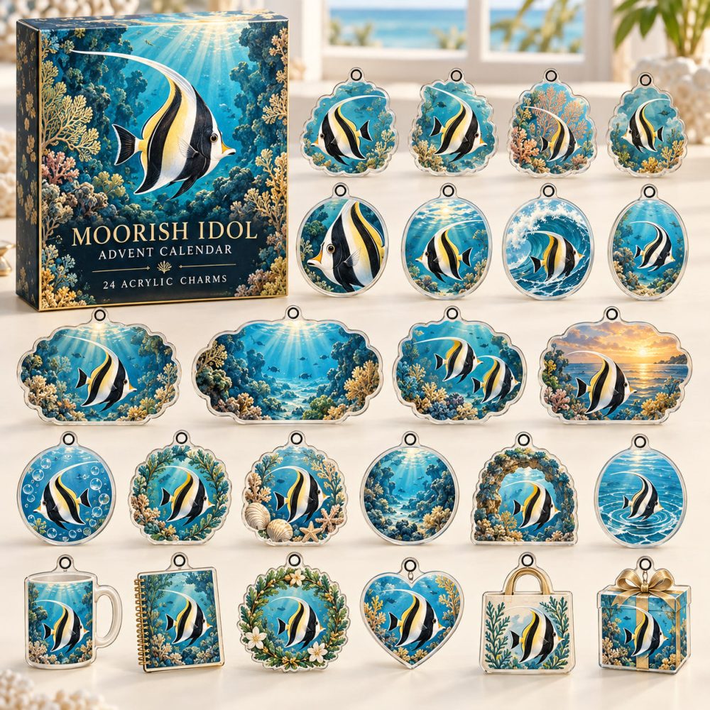 Moorish Idol 24-Day Acrylic Charm Advent Calendar — Elegant Reef-Themed Holiday Countdown, Collectible Ornaments & Gift-Ready Set