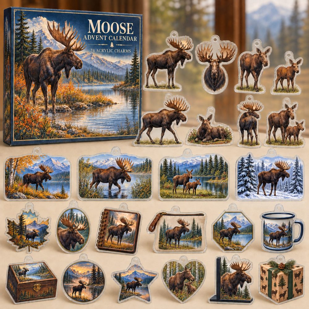 24-Day Moose Charm Countdown: Majestic Woodland Acrylic Wildlife Charms — Collectible Rustic Gift For Outdoor Enthusiasts & Nature Fans