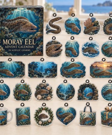 Moray Eel 24-Day Acrylic Charm Countdown — Undersea Predator Advent Set With 24 Mini Charms, Edgy Gift For Marine Collectors