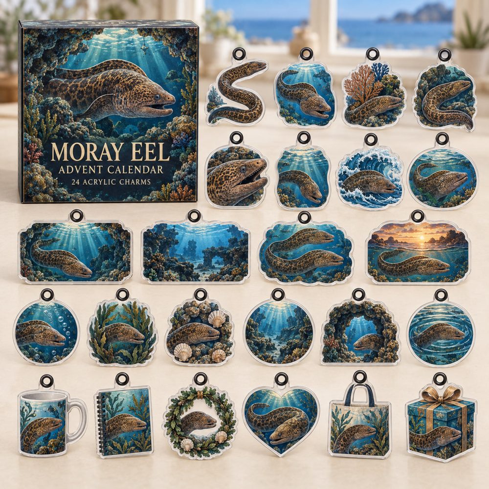 Moray Eel 24-Day Acrylic Charm Countdown — Undersea Predator Advent Set With 24 Mini Charms, Edgy Gift For Marine Collectors