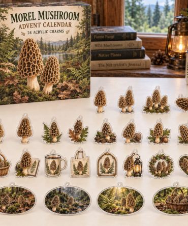 Exclusive 24-Day Morel Mushroom Charm Countdown — 24 Acrylic Collectible Ornaments For Foragers, Food Lovers, Jewelry & Holiday Gifting