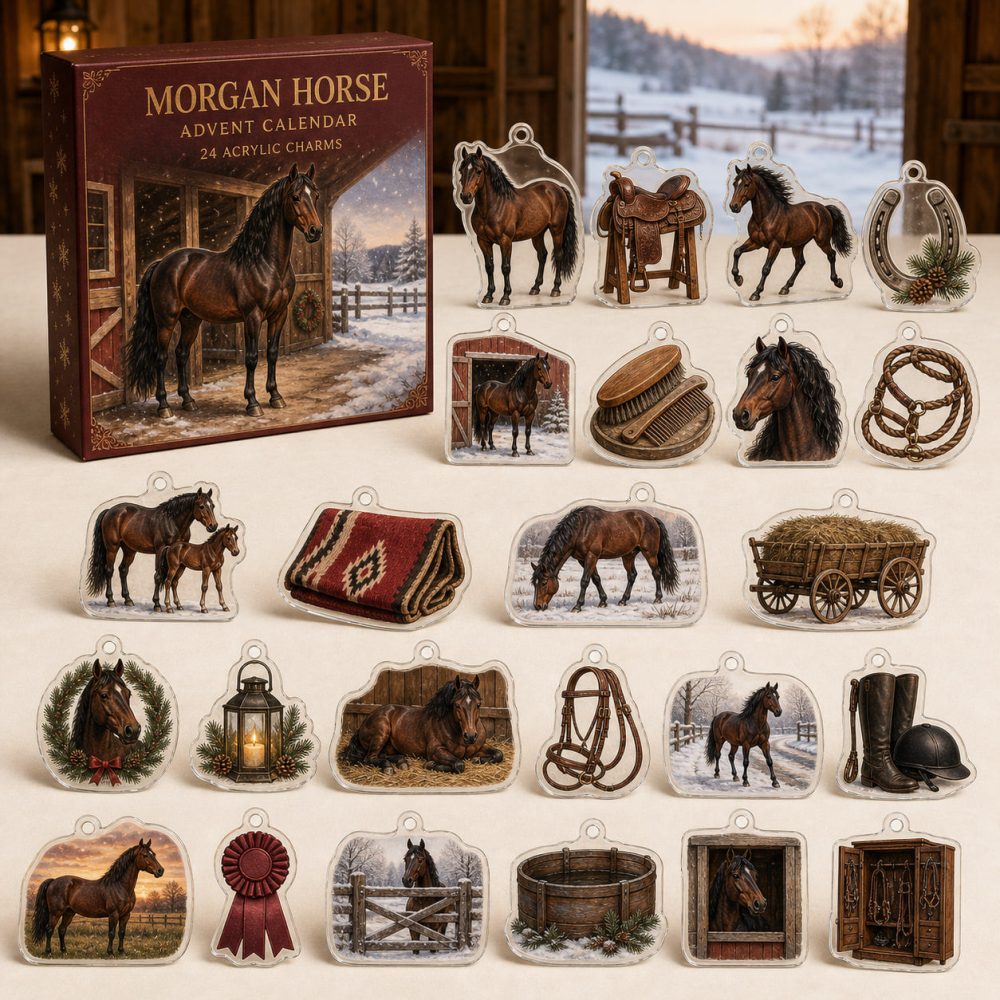 Morgan Horse Winter Charm Countdown: 24 Acrylic Equestrian Charms - Festive Advent Gift For Morgan Horse Owners, Riders & Horse Lovers
