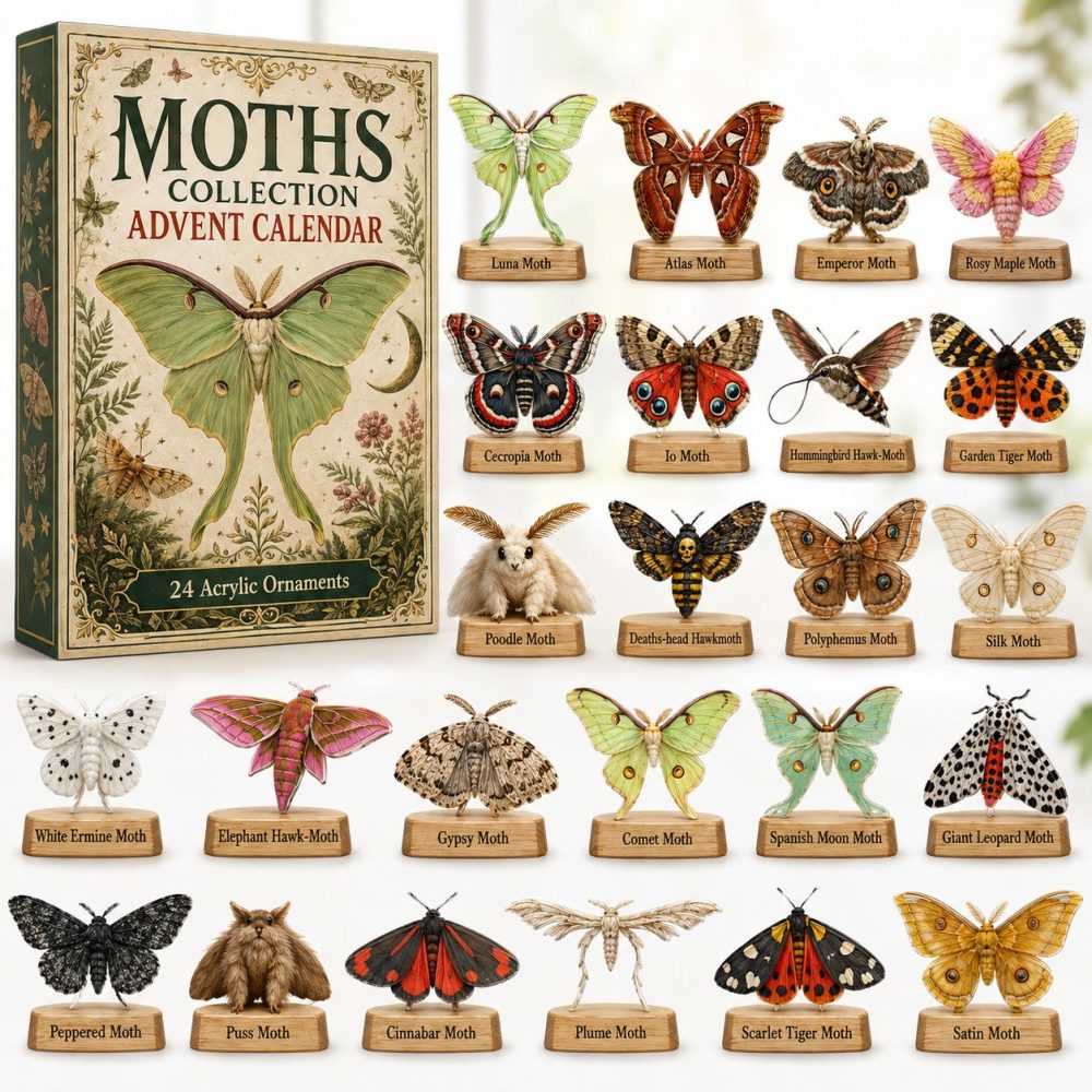 Limited Edition 2026 Moth Adventure Countdown — 24-Day Acrylic Charm Advent Calendar, Nature Collector Gift For Home & Kids