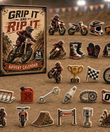 Motocross Action Advent Countdown 2026 - 24 Acrylic Charm Racing Set, Dirt Bike Stunts Theme For Riders & Fans