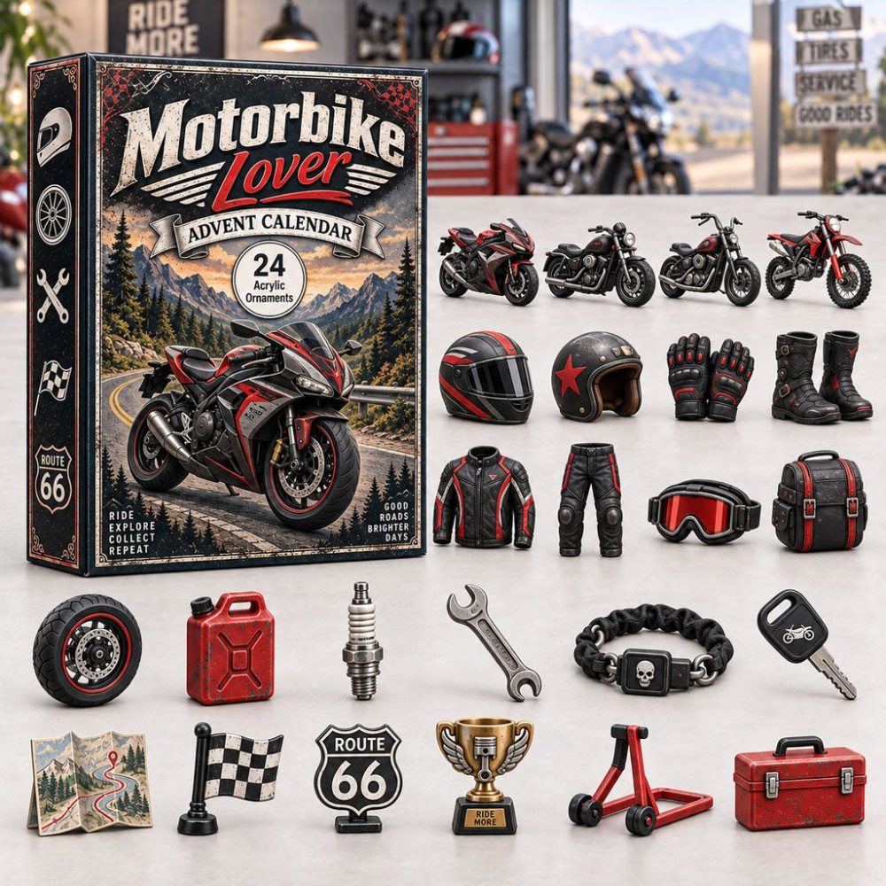 2026 Motorbike Enthusiast Advent Countdown - 24-Day Ride-Themed Acrylic Charm Calendar, Ideal Gift For Bikers, Riders & Motorcycle Fans