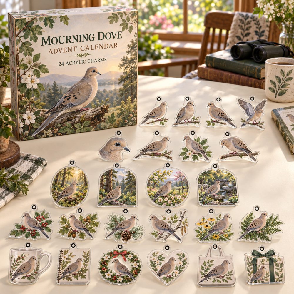 Mourning Dove 24-Day Acrylic Charm Advent Calendar 2026 — Peaceful Dove Charms, Romantic & Nature-Themed Holiday Gift