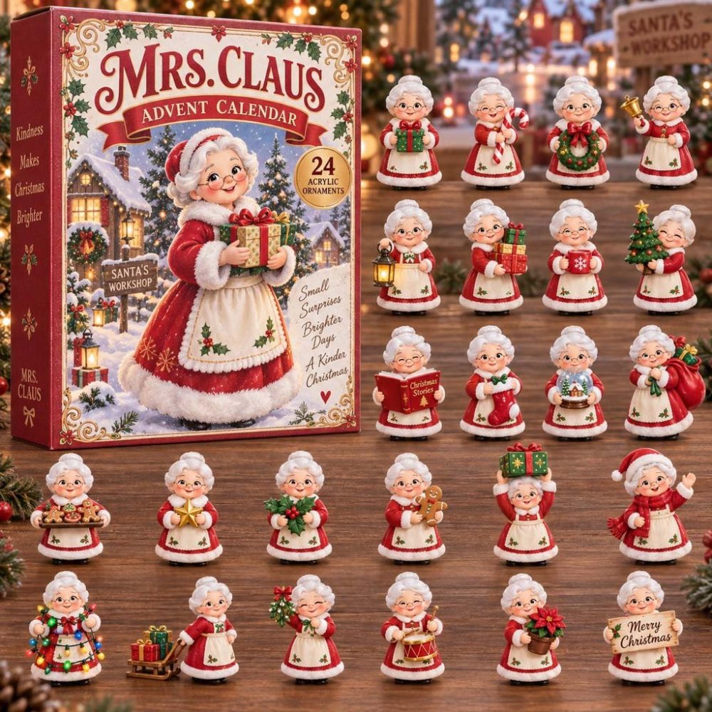 2026 Mrs. Claus Advent Calendar — 24-Day Festive Countdown With 24 Charming Acrylic Charms, Perfect Gift For Kids & Bakers