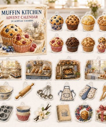 24-Day Muffin Baking Charm Countdown — Acrylic Bakery Mini Charms For Home Bakers, Holiday Gift & Kitchen Decor
