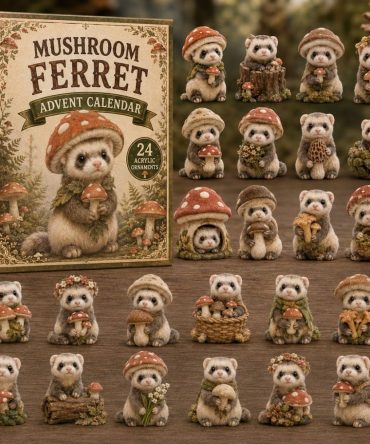 Mushroom Ferret 24-Day Enchanted 2026 Charm Countdown - Whimsical Acrylic Holiday Calendar With Forest Ferret Charms