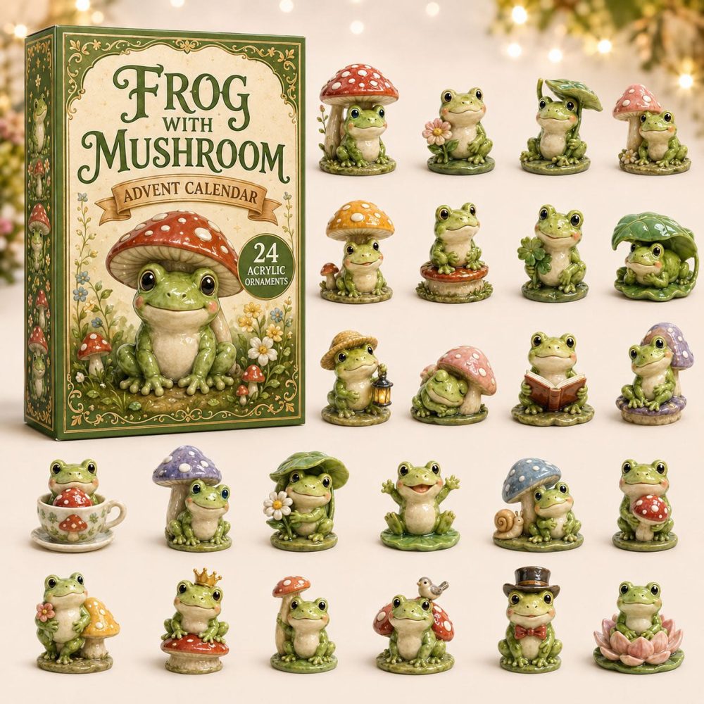 Whimsical Mushroom & Frog Advent Calendar 2026 - 24-Day Acrylic Charm Set, Cute Woodland Creature Countdown