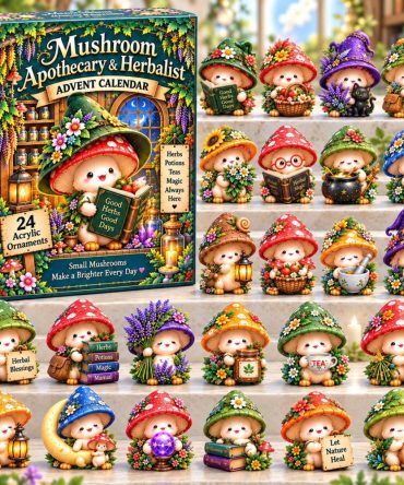 Mushroom Herbalist Advent Calendar 2026 — 24-Day Forager Countdown With Botanical Acrylic Mushroom Charms, Naturalist Holiday Gift