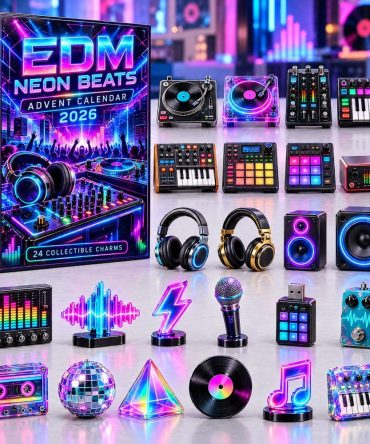 Edm Neon Beats 2026 Advent Calendar — 24 Neon Music Acrylic Charms, Raver Gift, Festival Vibes Countdown For Djs