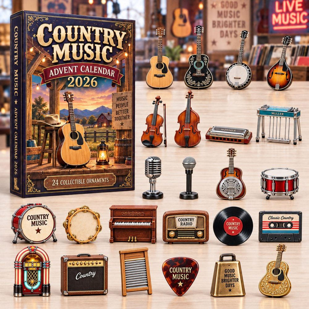 Country Music Jukebox 2026 Advent Calendar — 24 Country-Themed Acrylic Charms, Fan Gift, Rustic Music Lover Countdown