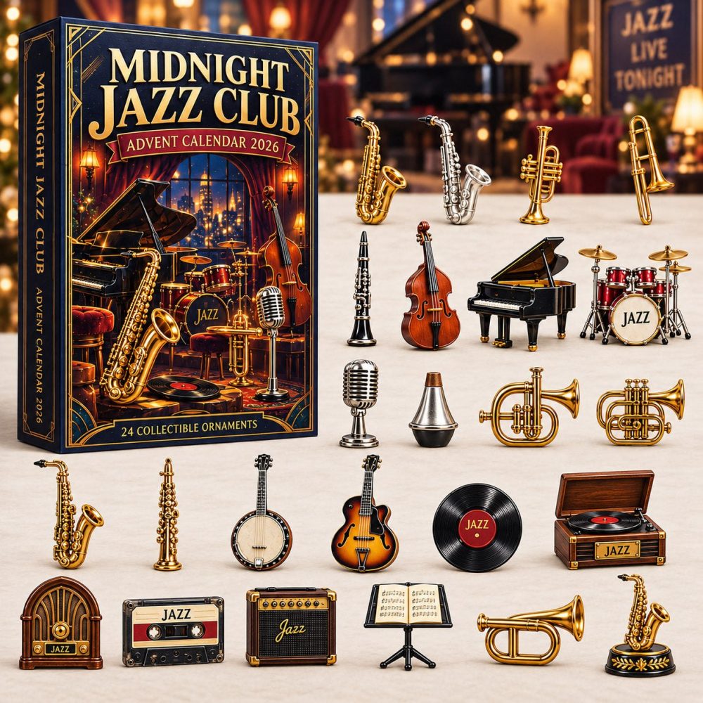 Midnight Jazz Club 2026 Advent Countdown — 24 Jazz Acrylic Charms, Moody Music Gift, Perfect For Jazz Enthusiasts