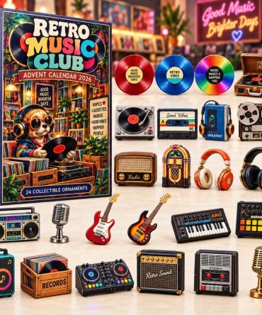 Retro Music Club 2026 Advent Countdown — 24 Music-Themed Acrylic Charms, Vintage Band & Record Lover Gift