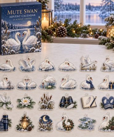 Elegant Mute Swan Holiday Countdown - 24-Day Acrylic Charms Collection, Collectible Bird Ornament & Gift
