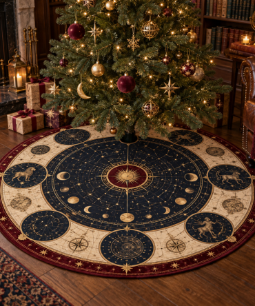 Reading Nook Constellation Tree Skirt — Cozy Celestial Accent For Small Spaces, Soft Touch Fabric, Perfect For Book-Lover Holiday Corners