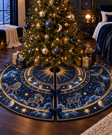 Statement Constellation Tree Skirt — Bold Celestial Holiday Accent With High-Contrast Star Map, Luxe Fabric, Stylish Seasonal Centerpiece