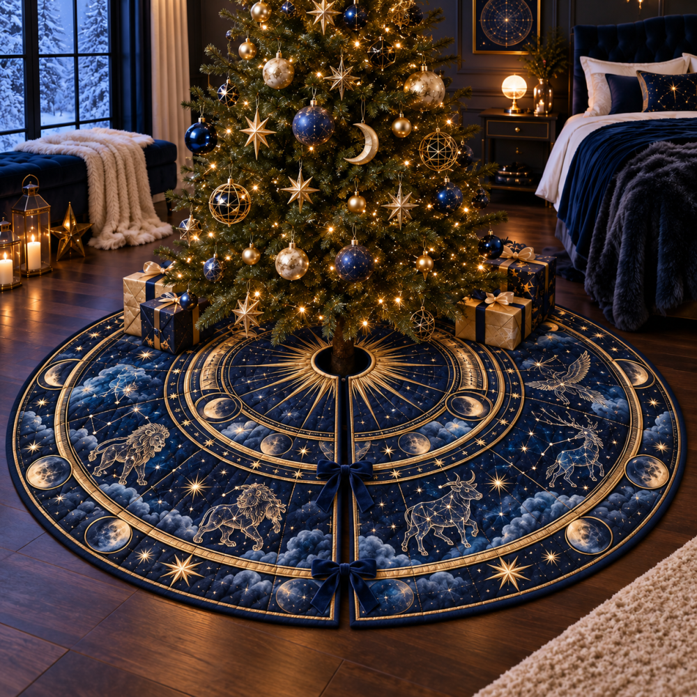 Statement Constellation Tree Skirt — Bold Celestial Holiday Accent With High-Contrast Star Map, Luxe Fabric, Stylish Seasonal Centerpiece