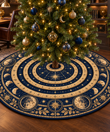 Home Office Constellation Tree Skirt — Professional Holiday Décor With Subtle Star Map Print, Low-Profile Fit For Workspaces & Studios