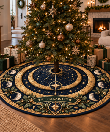 Personalized Constellation Tree Skirt — Custom Name & Date Star Map Holiday Skirt, Soft Velvet, Heirloom-Quality Gift For Families