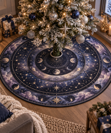 Quiet Corner Constellation Tree Skirt — Subtle Celestial Design For Cozy Nooks, Soft Fabric, Low-Profile Fit For Intimate Holiday Spaces