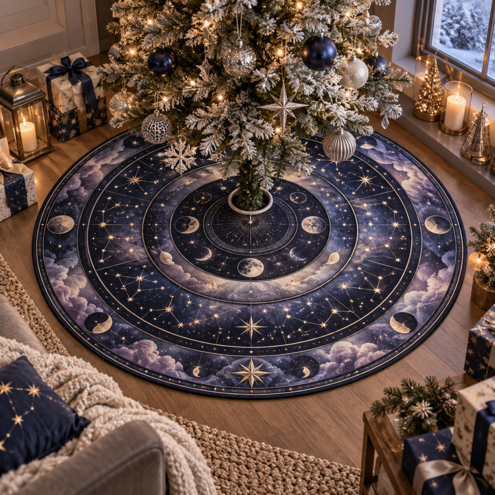Quiet Corner Constellation Tree Skirt — Subtle Celestial Design For Cozy Nooks, Soft Fabric, Low-Profile Fit For Intimate Holiday Spaces