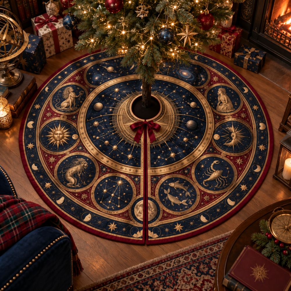 Collector'S Edition Constellation Tree Skirt — Vintage Star Chart Aesthetic, Premium Textiles, Reinforced Hem For Long-Term Display