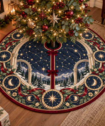 Constellation Host Thank-You Christmas Tree Skirt — Starry Entertainer’S Holiday Base, Elegant Constellation Design Ideal For Guest-Ready Homes