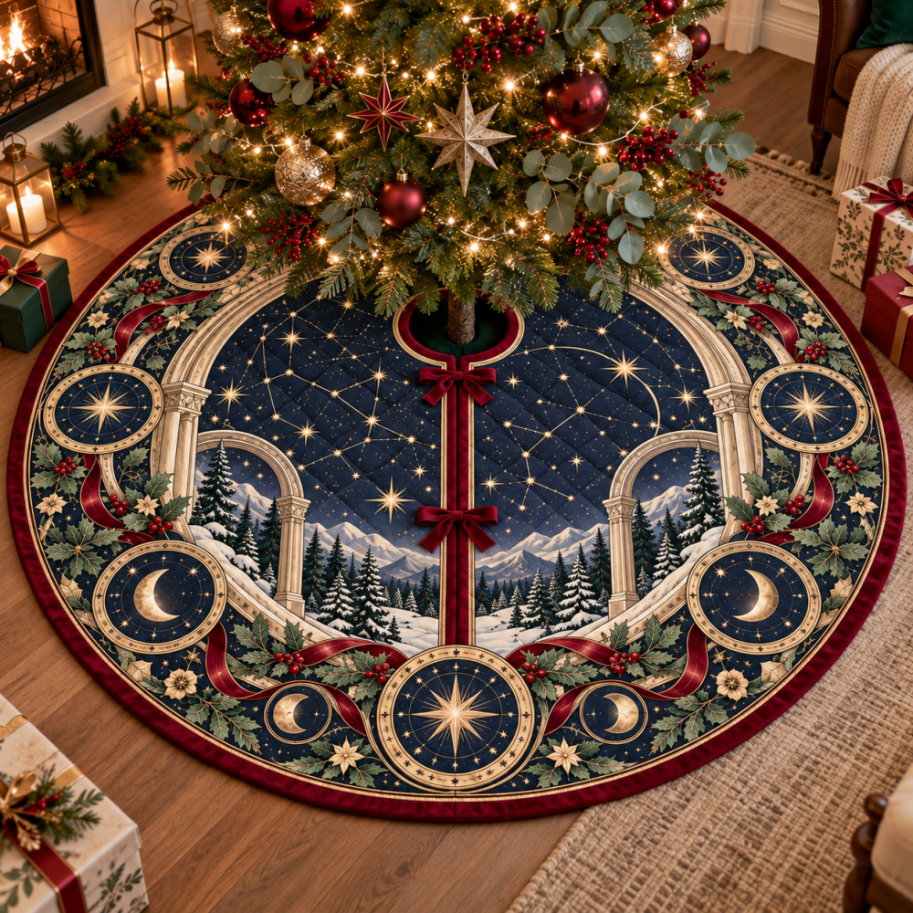 Constellation Host Thank-You Christmas Tree Skirt — Starry Entertainer’S Holiday Base, Elegant Constellation Design Ideal For Guest-Ready Homes