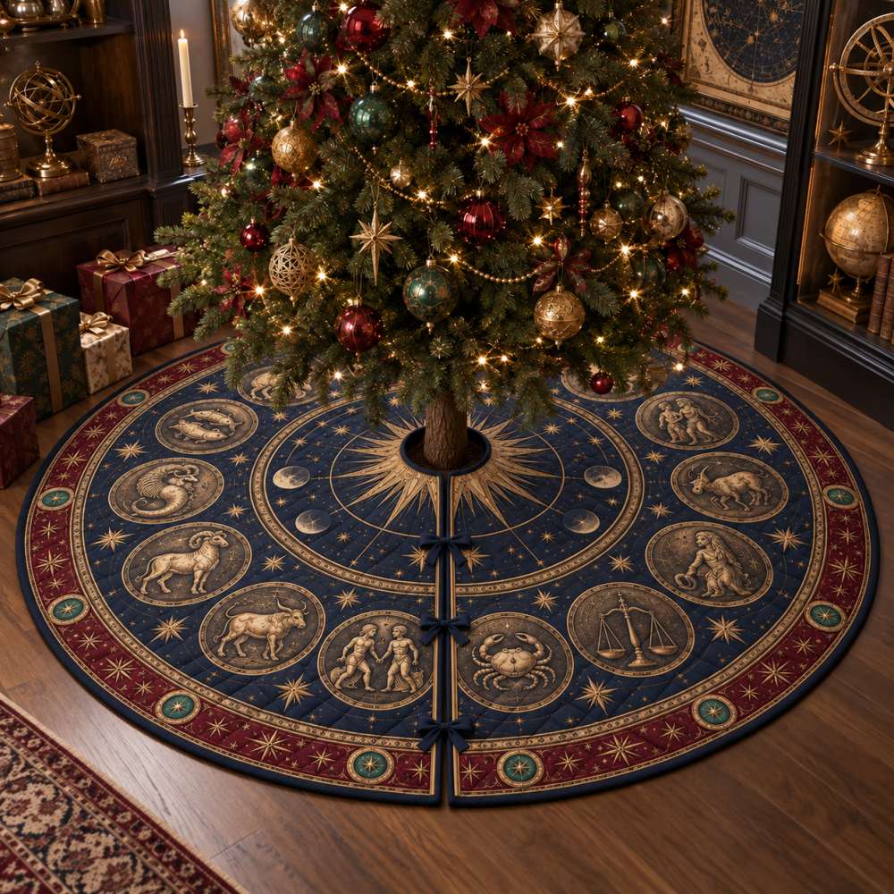 Zodiac Collector Birthday Christmas Tree Skirt — Unique Horoscope-Themed Birthday & Holiday Gift, Plush Decorative Base For Collectors & Fans