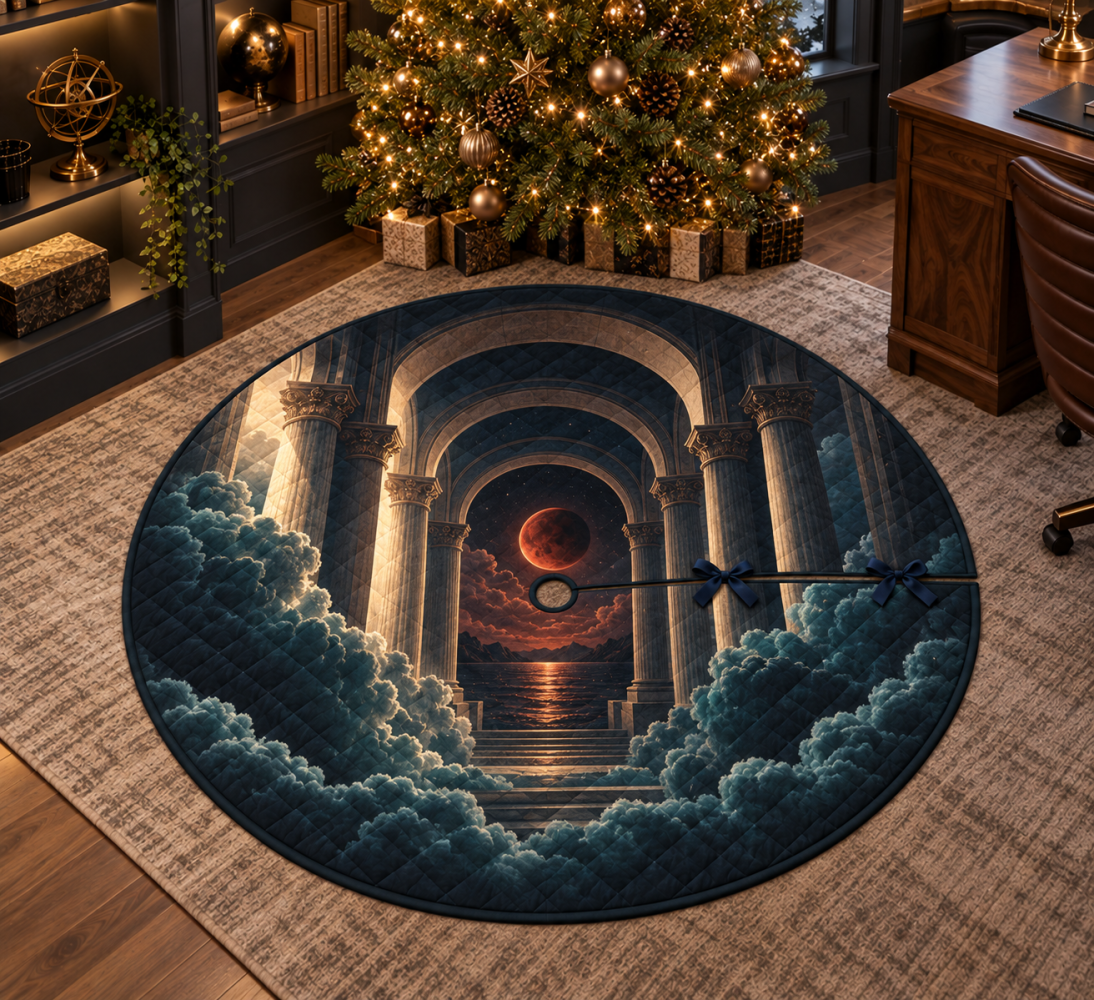 Lunar Eclipse Christmas Tree Skirt For Home Offices — Stylish Desk-Area Accent, Durable Fabric, Professional Yet Cozy