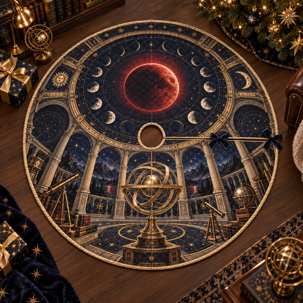 Birthday Collector Lunar Eclipse Christmas Tree Skirt — Unique Collector’S Gift, Moon Phase Design, Premium Finish