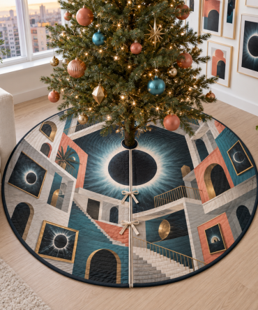 Solar Eclipse Apartment Gallery Tree Skirt — Dramatic 60-Inch Cosmic Décor For Urban Flats, Gallery Walls & Compact Living