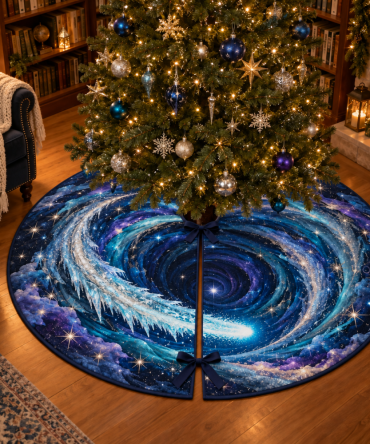 Reading Nook Comet Trail Accent Skirt — Compact Celestial Design For Cozy Corners, Soft Fabric, Machine-Washable