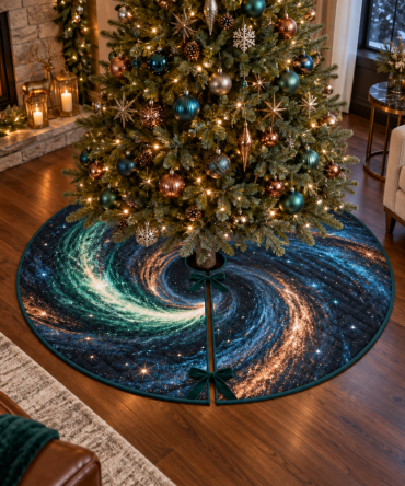 Living Room Focal Comet Trail Skirt — Bold Holiday Centerpiece For Entertaining, Modern Design, Soft & Washable Fabric