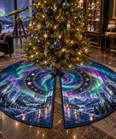 Northern Lights Collector Birthday Christmas Tree Skirt — Limited Edition Aurora Tree Skirt, Handmade & Gift-Ready