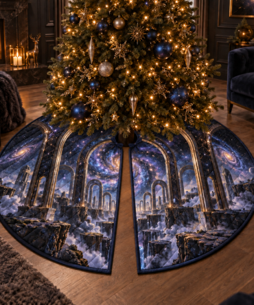 Milky Way Arch Living Room Tree Skirt — Elegant Velvet Christmas Collar For Family Rooms, 48" Full Coverage, Durable & Easy Care