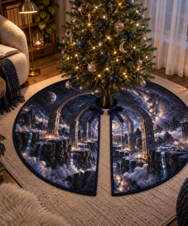 Quiet Corner Milky Way Arch Tree Skirt — Subtle, Soft Velvet Holiday Skirt For Cozy Nooks, Low-Profile Design & Easy Care