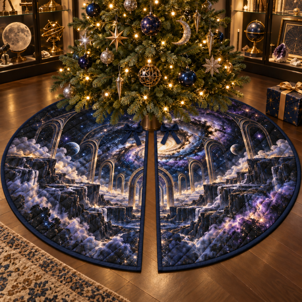 Collector Edition Milky Way Arch Tree Skirt — Premium Display-Ready Velvet Collar For Showrooms & Keepsake Holiday Trees, 48" Fit